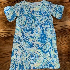 Lilly Pulitzer girls mini lindell dress size Large Bennett Blue Salty Seas NWT